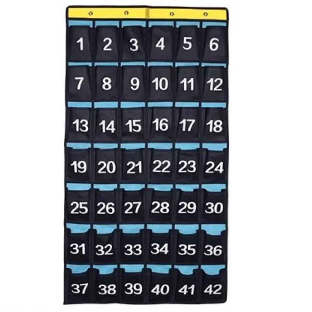 Numbered Classroom Pocket Chart for Cell Phones and Calculator Holder Hanging Wall Door Organizer
