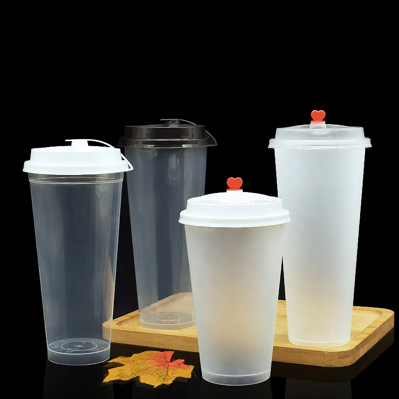 PP Cup Bubble Tea 700 500 500Ml Boba Plastic Glitter China Milk 16 Oz PP Plastic Cup With Straw Hard Cup