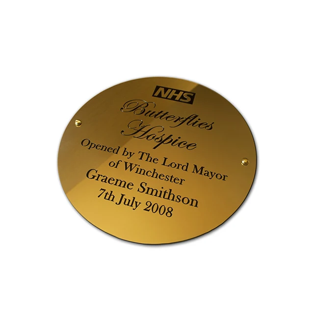 Laser Cutting Gold Color Stainless Steel brass aluminum Round Tags Brush Finish 304 QR Code Tags Custom Name Plates