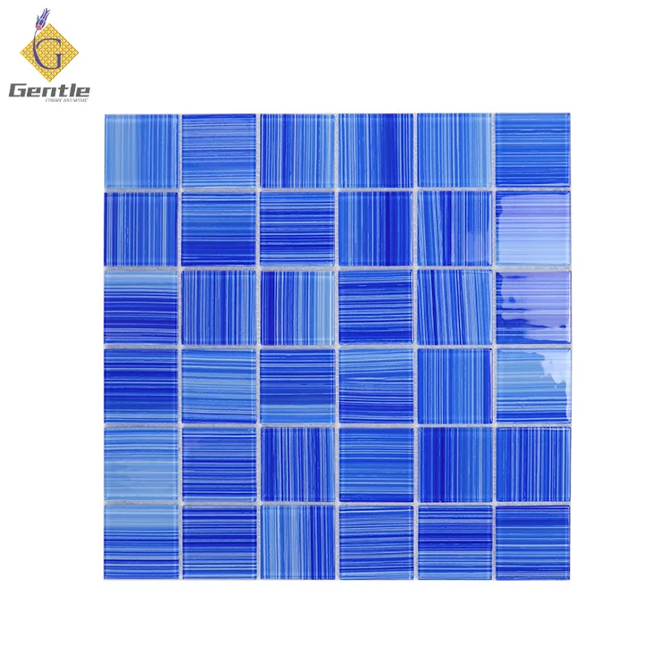Синяя Глянцевая стеклянная мозаичная плитка для бассейна 298*298 мм по оптовой цене