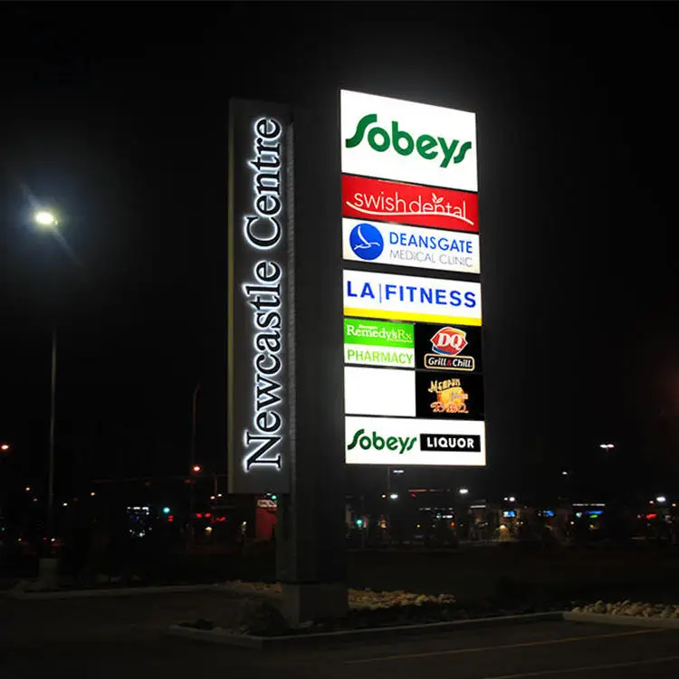 aluminum pillar acrylic illuminated logo double side display 3d pylon sign