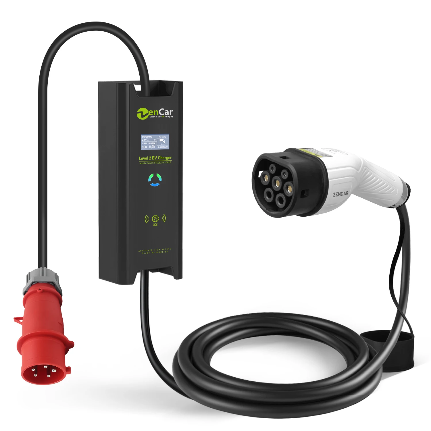 32A 3 Phase 22kW Fast Portable EV Charger with Adjustable Current T2 Plug for Electric Vehicles