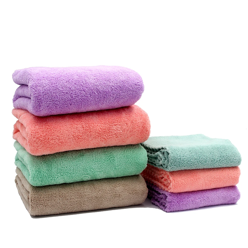 Recycled Custom Logo Luxury Thick Coral Velvet Bath Towels Soft Fleece Bathing Towel For Baby And Adult