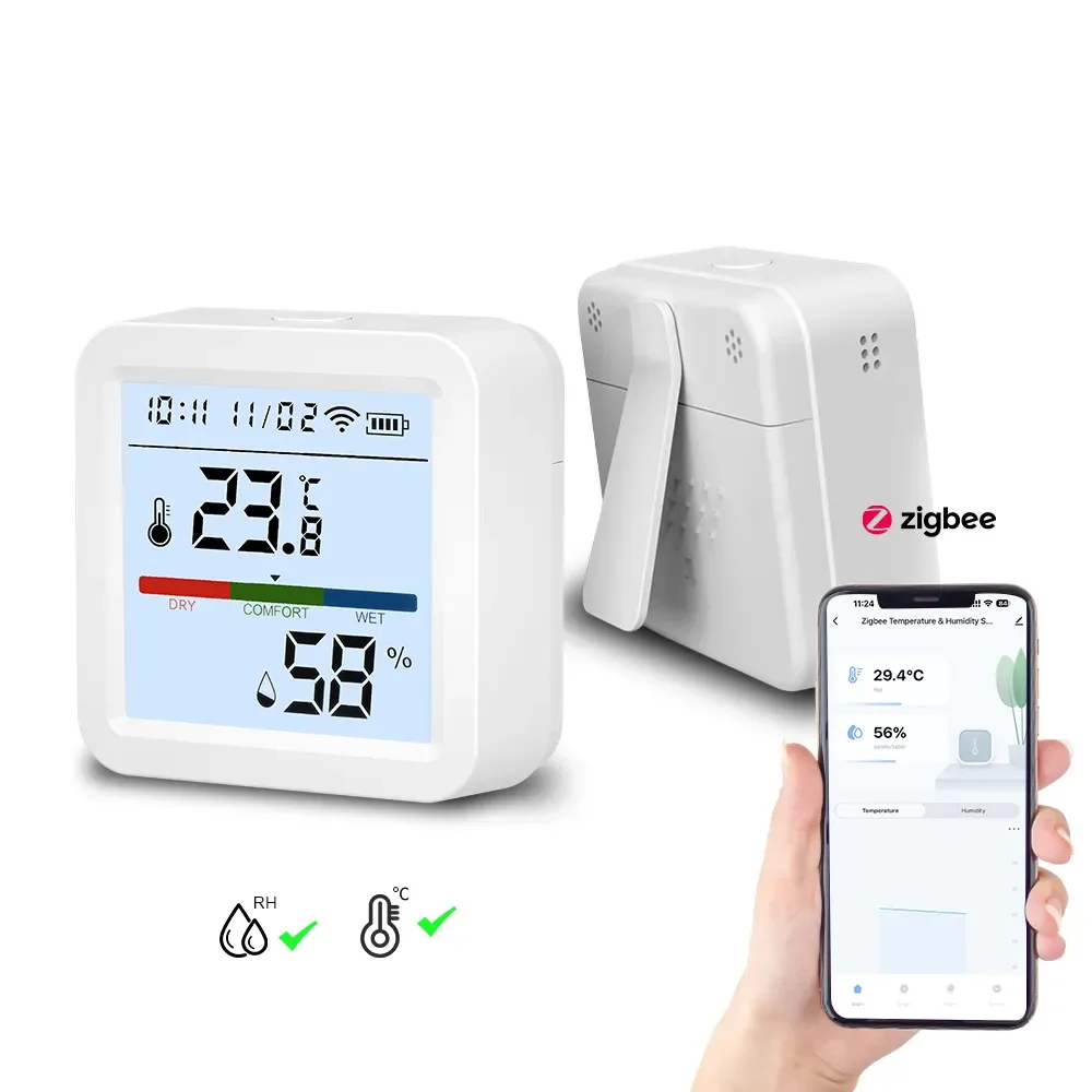 New Design Digital LCD display Backlight Temperature and Humidity Detector ABS material Tuya Smart Home Sensor for  Indoor