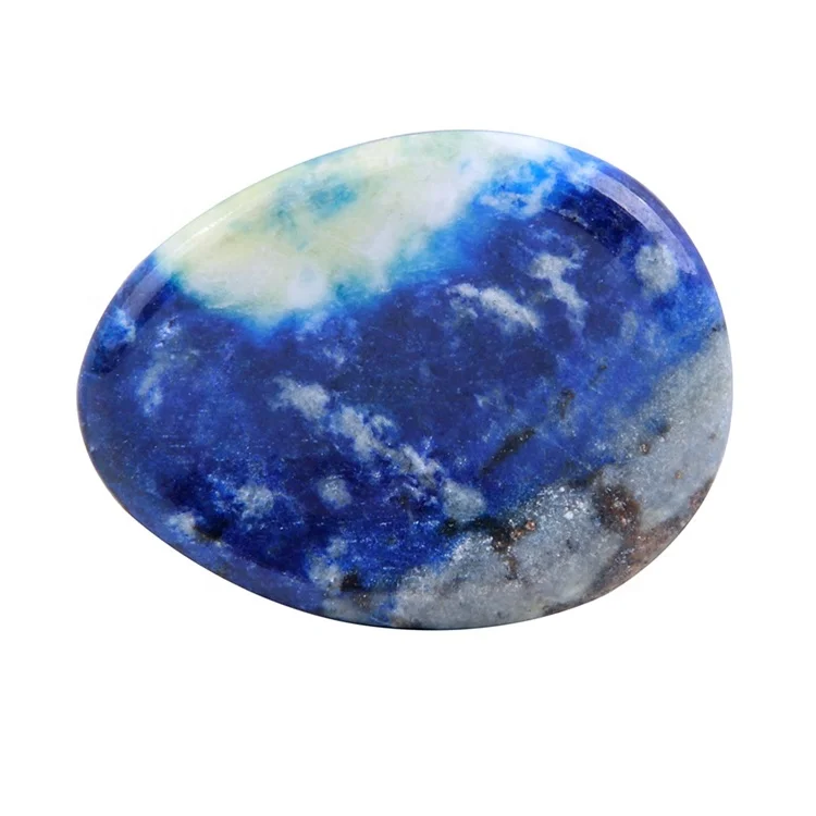 Wholesale Natural Lapis Lazuli Worry Stone Oval Plam Release for Relaxing