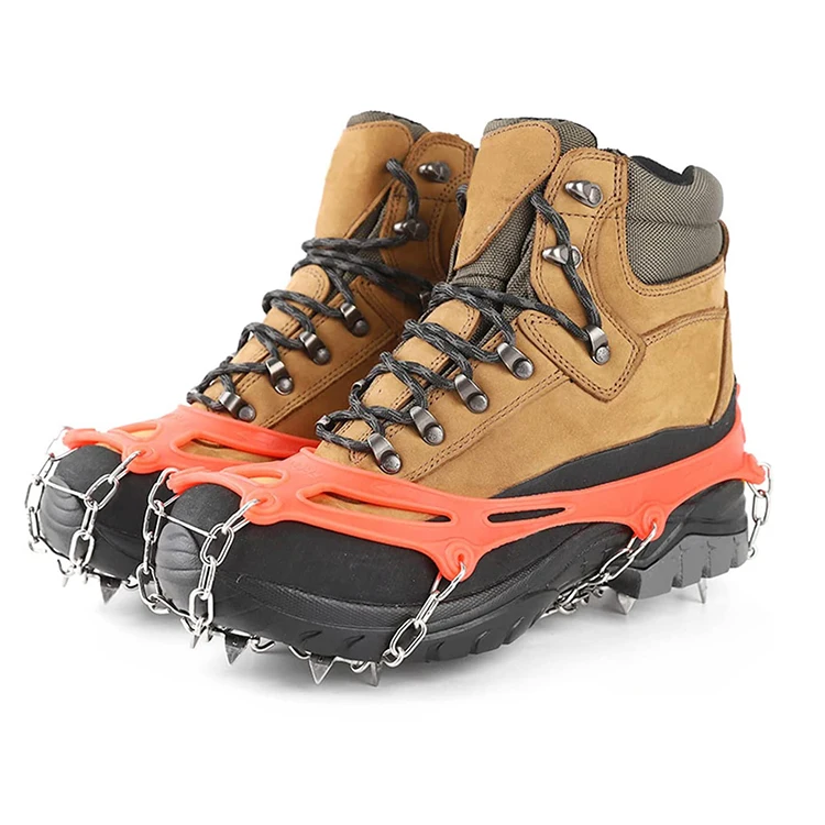 Non-Slip Snow Ice Spikes Grips 19 Spikes Shoe Climbing Crampons