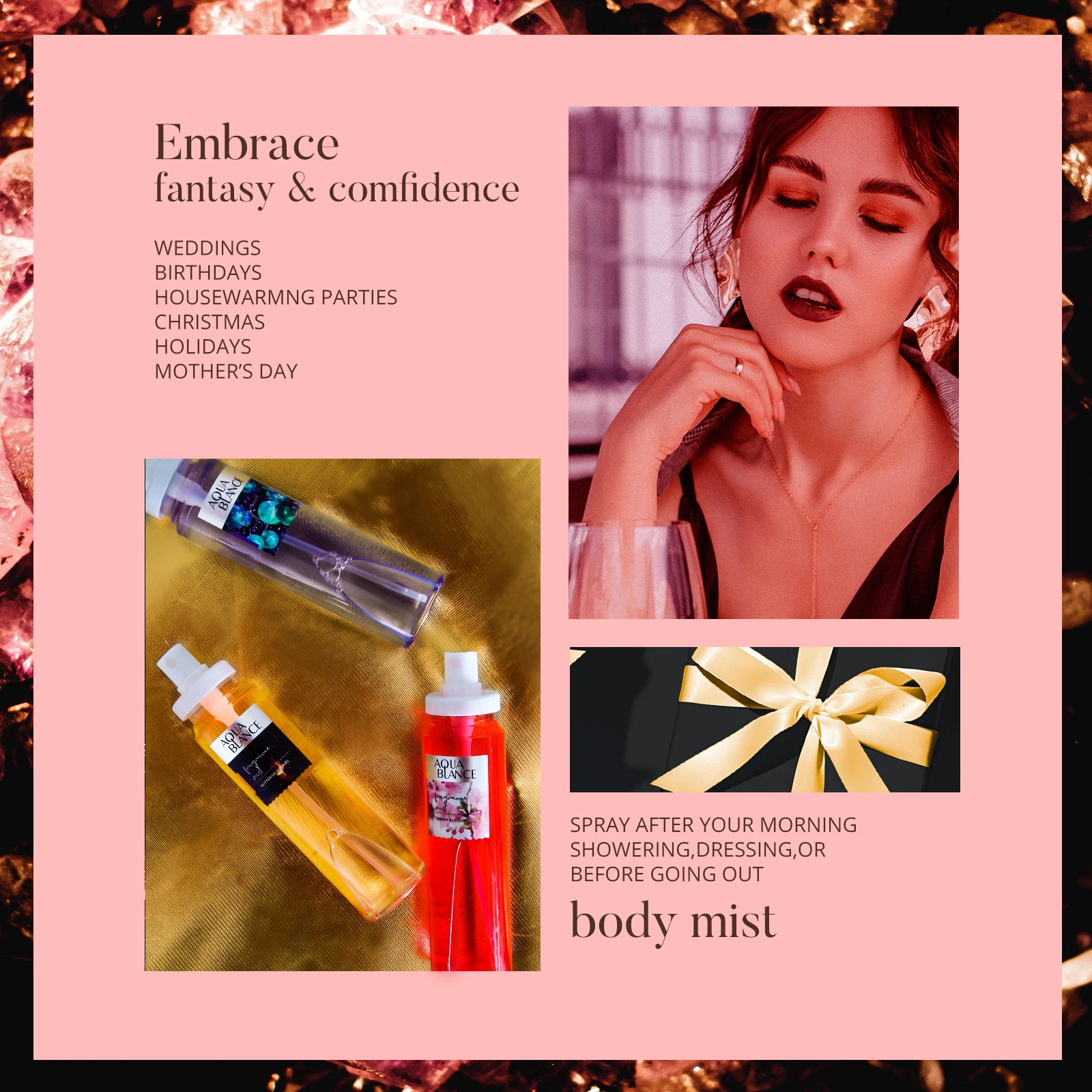 100ml AQUA BLANCE Fora Scent Long Lasting Body Mist Deodorant Body Splash Body Mist Set for Women