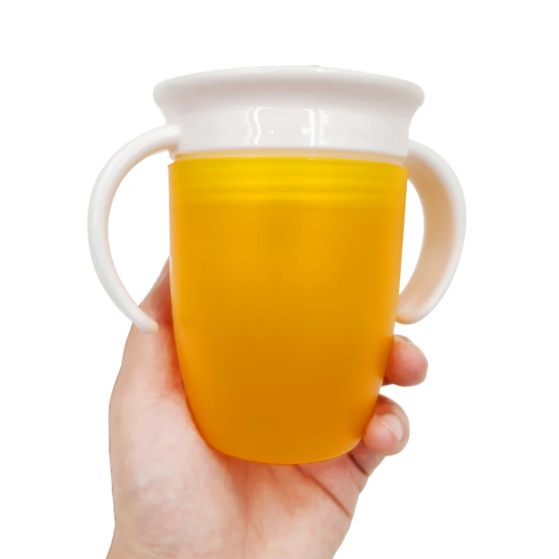 360 Degrees Rotated Baby Learning Drinking Cup with Double Handle Flip Lid Leakproof Magic Cup Kids Water Feeding Cups Bottle