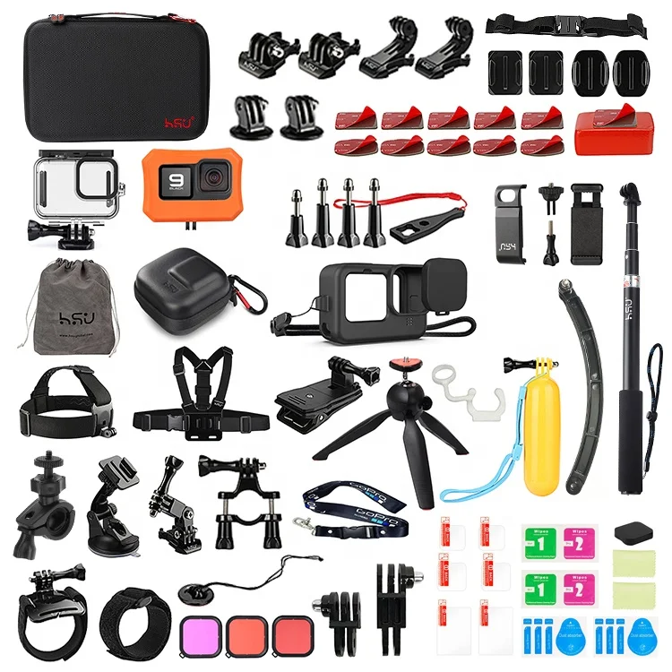  Набор аксессуаров для экшн-камеры 72 в 1 совместим с GoPro Hero9 Black Insta360 DJI AKASO APEMAN Campark