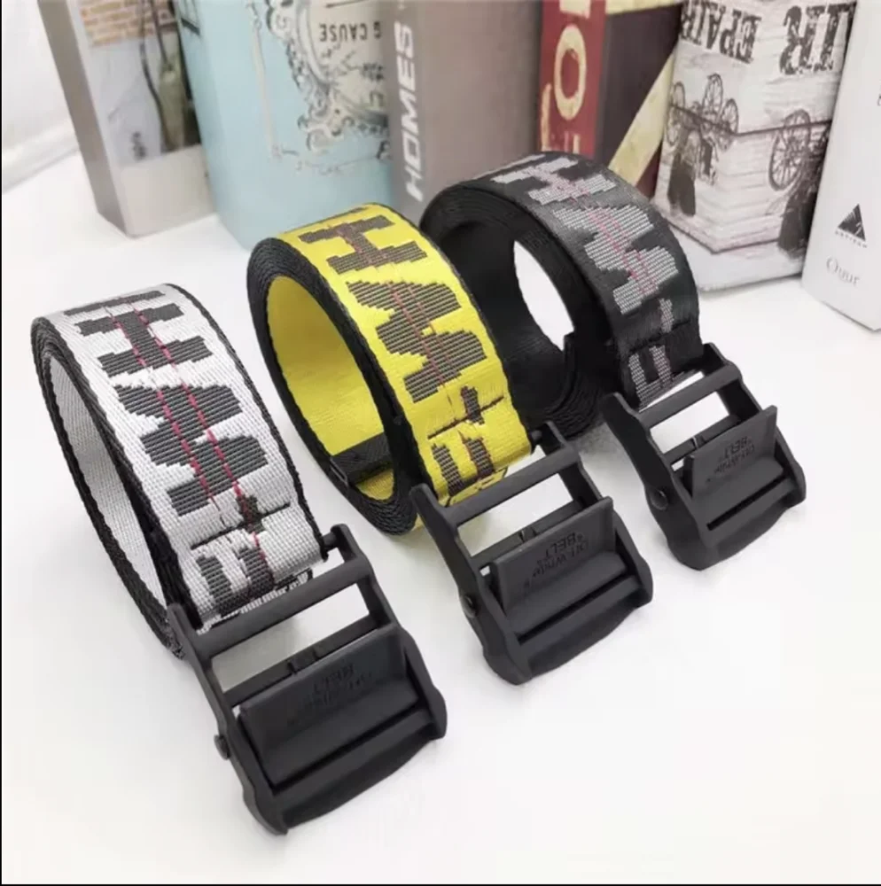 35MM Wholesale Fashion Custom Logo Jacquard Nylon Webbing Belt Metal Buckle Belt Woven Fabric Canvas Web Belt For Women