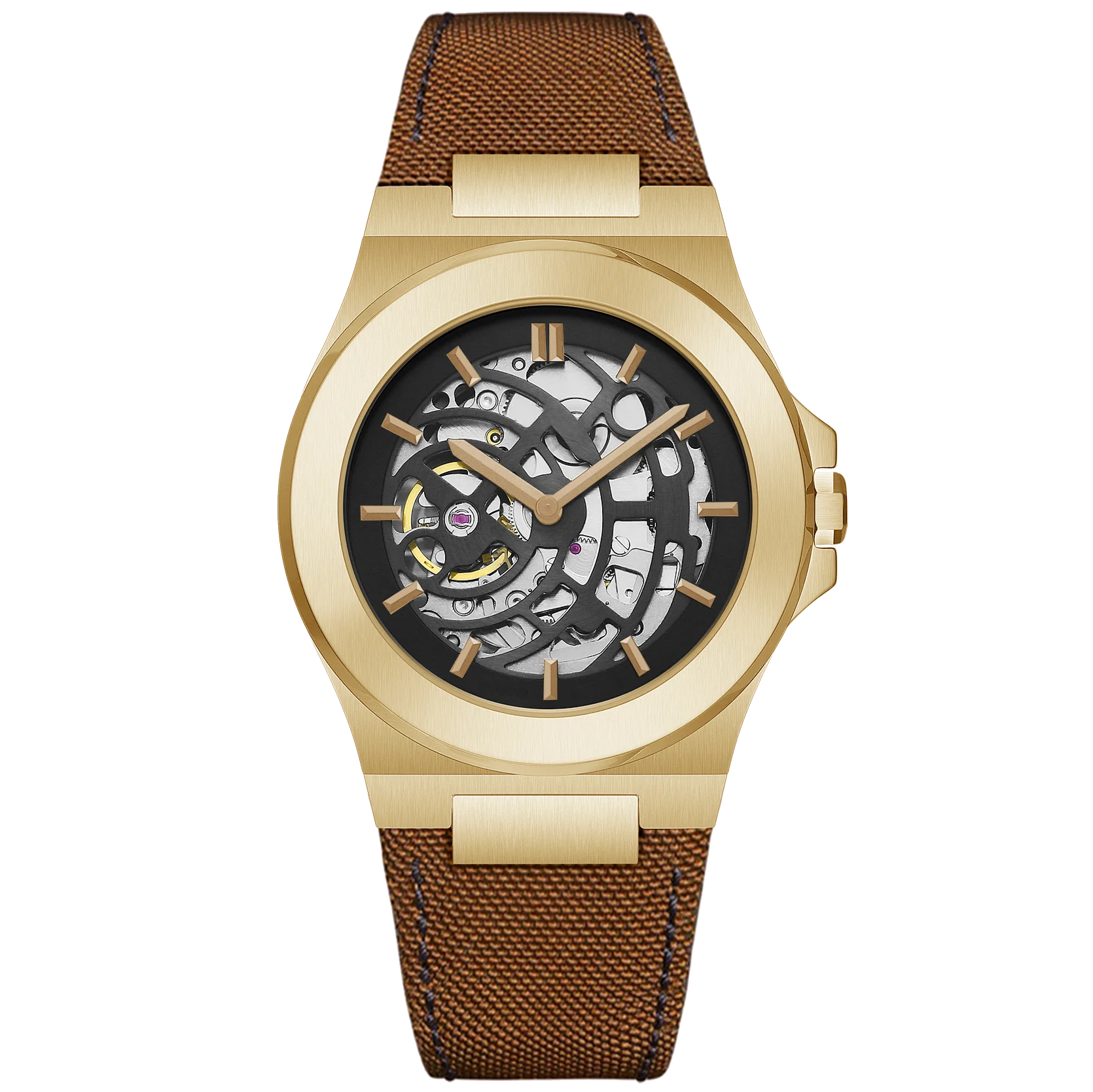 3atm Waterproof Luxury Hollow Nylon Strap Gold 40mm Case Automatic Man Watch Skeleton Mechanical Tourbillon Watches