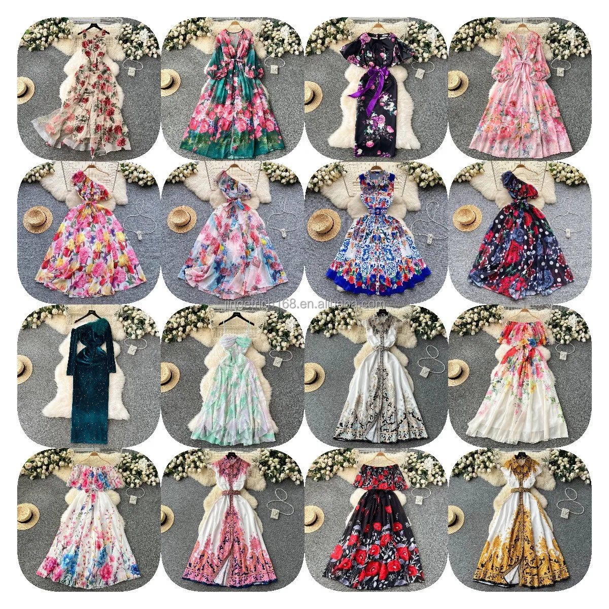 New fashion 2024 plus-size dress Chiffon floral long dress Front yard women elegant summer casual dress