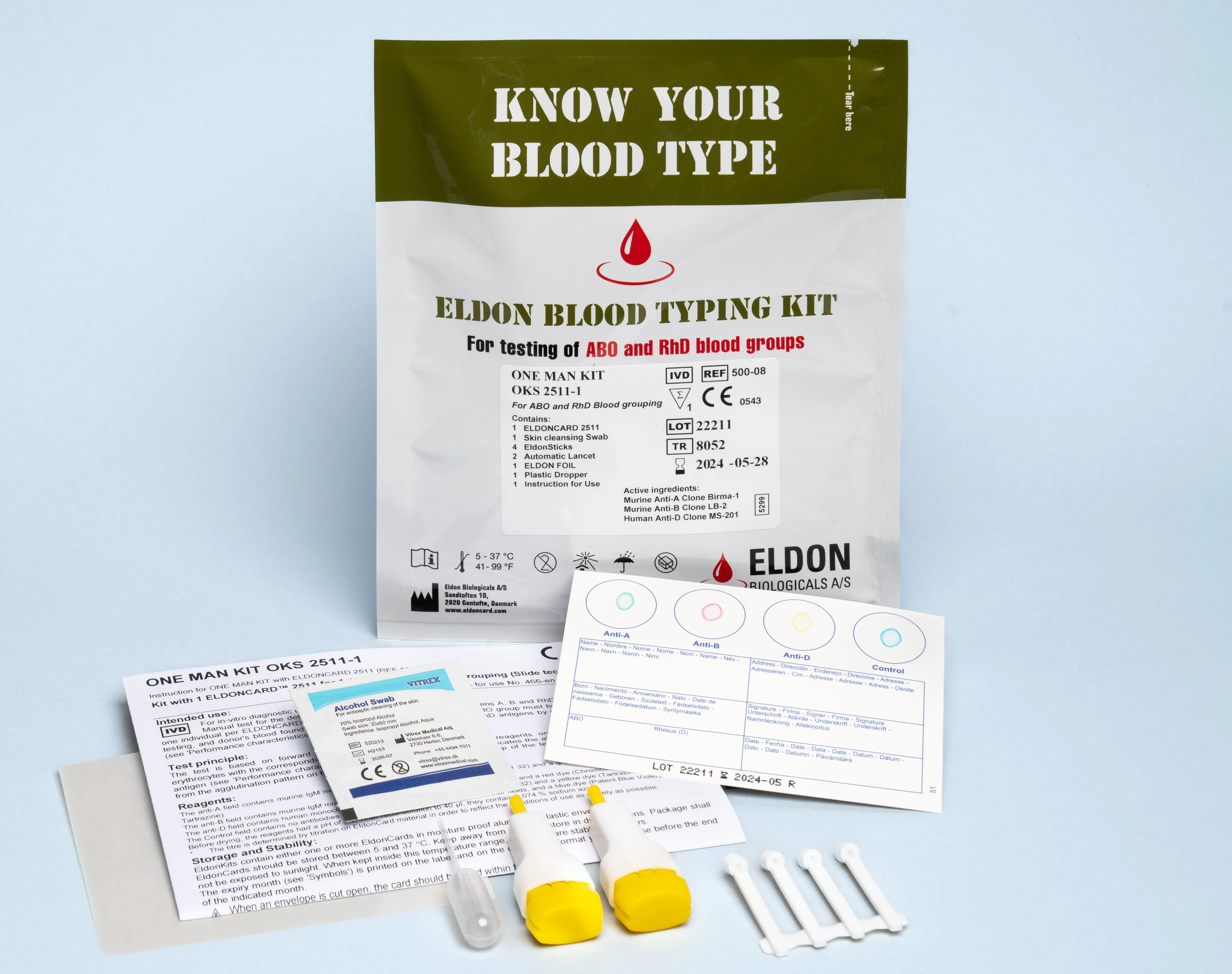 Safety lancet/auto lancet easy and safe puncture for blood testing Made in Denmark for Eldon Kits