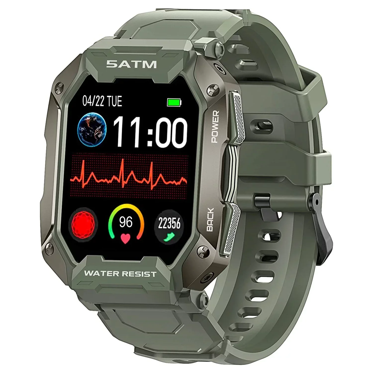 Outdoor C20 Smart Watch Men 5 ATM IP68 Waterproof Heart Rate Monitor Blood Pressure Oxygen Fitness Sport Smartwatch