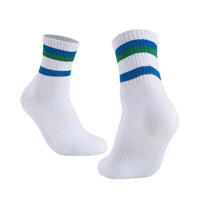 Badminton Socks Cotton Striped Midi Tube Socks Custom Towel Bottom Sport Tennis Socks