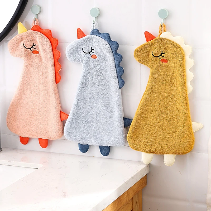Coral Fleece Soft Towel Hanging Cloth For Kitchen And Bathroom Absorption  dragon type Hand Towels 20*40cm
