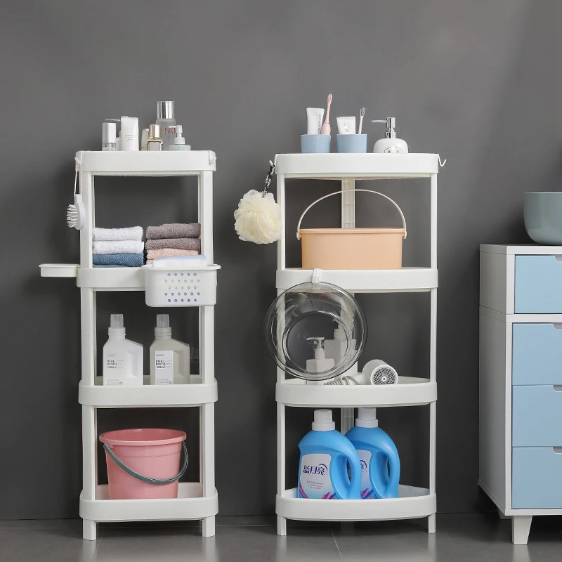 Bathroom white shelf stand Plastic 3 layers Corner Shelf Shower Basket Storage holders for Bathroom and kitchen