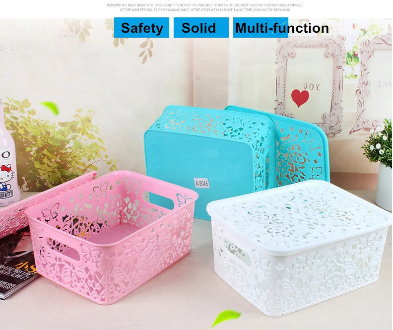 
High-Quality household laundry Rectangular storage Plastic Basket With handle 