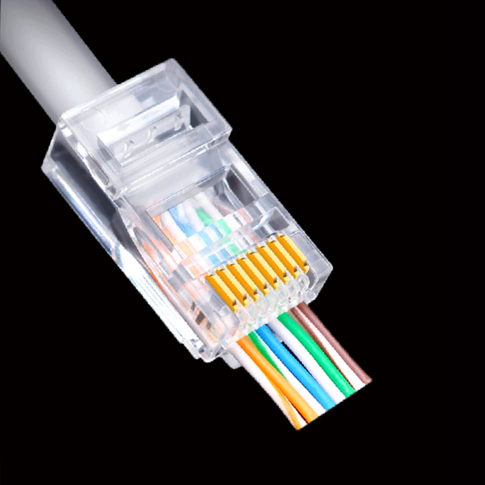 Pass Through Cat6 UTP Plug Pure copper pins RJ45 Crimp Gold-Plated 8P8C Network Modular