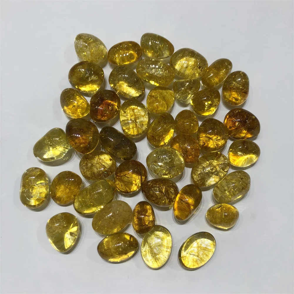 2021 Customizable Decoration Yellow Burst Stone Tumbled Yellow Quartz for Energy Feng Shui