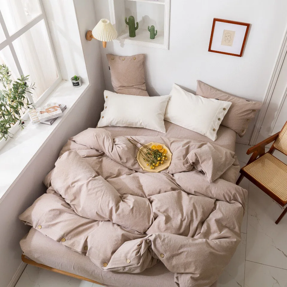 ODM/OEM Pure Natural Organic Linen Bedding Bed Soft Comforter Cover Solid Color Set