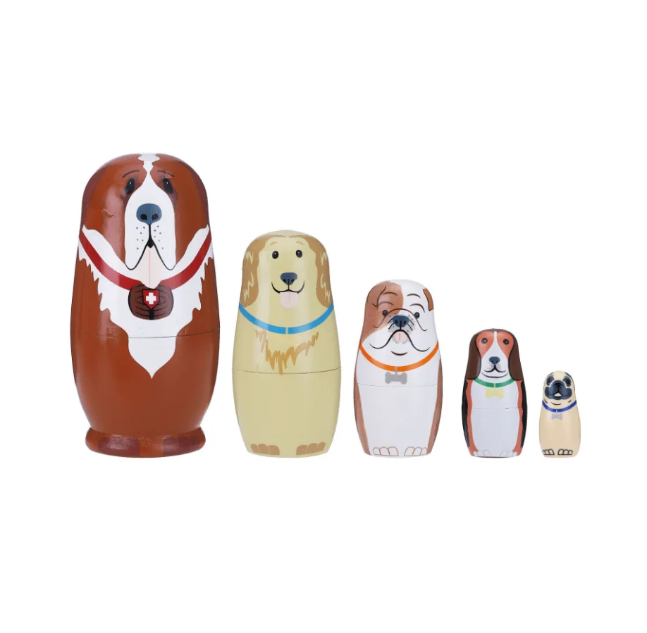 
Russian Doll 5-layer cartoon dog handmade wooden crafts 