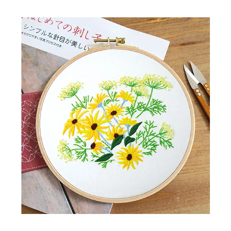 Xiurun 2021 Hot Sale DIY Embroidery  Kit Punch Needle Cross Stitches Blue Hydrangea Flower Pattern Embroidery Kit for Beginners