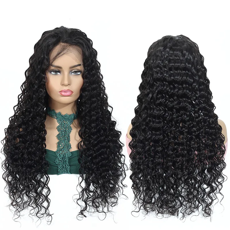 High density 180% 200% no sheddind 100% human hair deep wave full lace wig