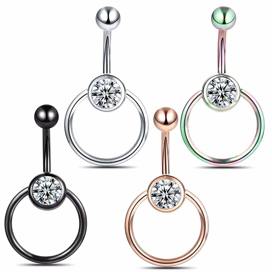 titanium 14G Crystal Gem Navel Piercing Belly Button Rings Navel Piercing Goth Ombligo Ball Nombril Sexy Women Jewelry