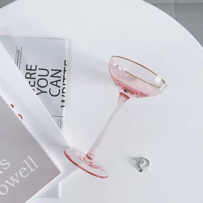 amazon top seller product Pink Champagne Saucer Glass 150ml cocktail elegant bar cup kit set glass unique