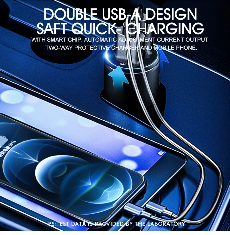 Беспроводной DC 12v 24v 3 0 Быстрый зарядный разъем типа C dual 2 USB Автомобильное зарядное устройство для смартфона