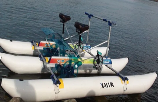 Custom Inflatable Water Pedal Bike Boat Water Sports Equipment Inflatable Floating Pedal Bicycle sea cycle water bike for Sale
