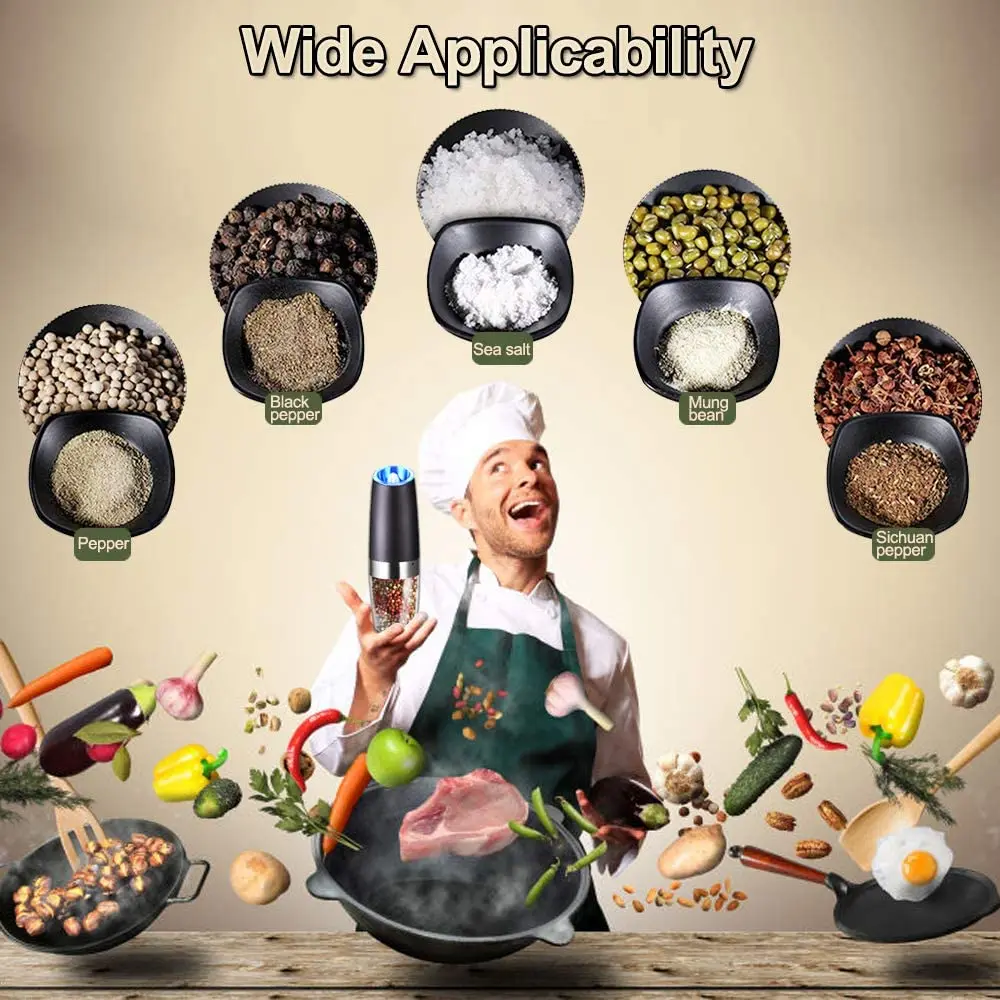 Amazon Hot sale Automatic Gravity Battery Operated Electric Salt and Pepper Grinder Pepper Mill