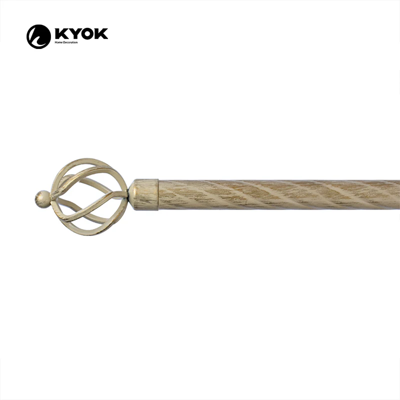 New Color Curtain Rod Set Metal Twisted Rod Electroplated Curtain Rod And Quality Bracket For Wholesale