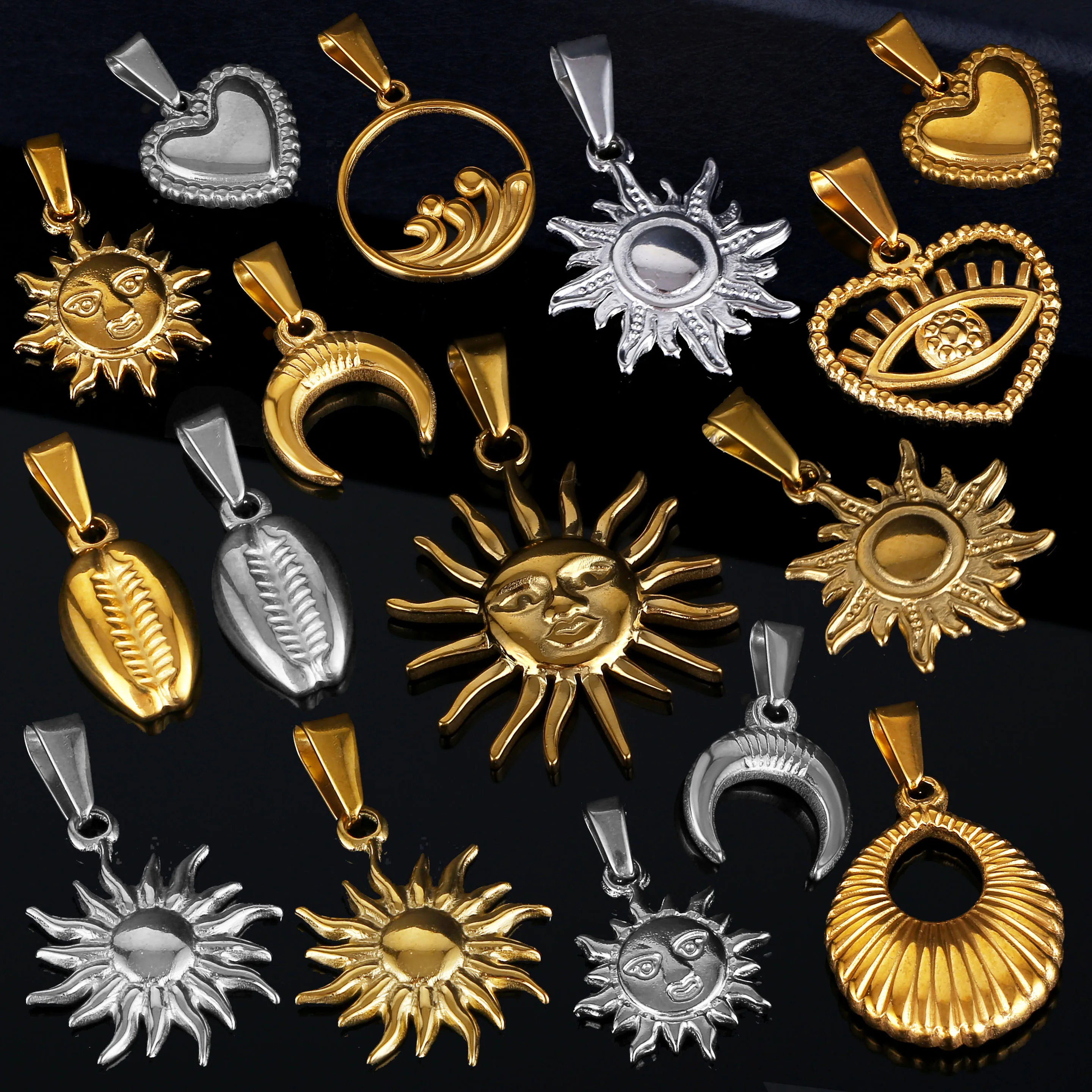 Chunky 18k Gold Silver Plated Stainless Steel Waterproof Jewelry Beach Seashell Starfish Conch Pendant Necklace For Women Men