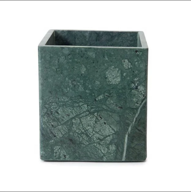 7pcs green Marble Bath room Accessories Set Mouth Cup Cotton Swab Can Soap Dish paper box Waste Basket with Tray Home Decoration