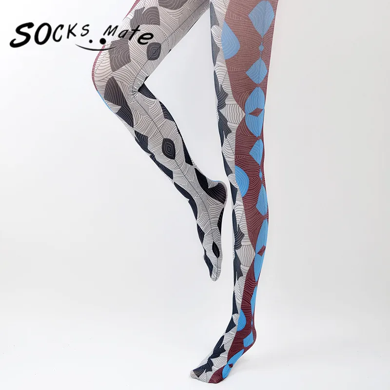 Socksmate Fashion leggings tight pants party workout printed pattern line latex shapewear pantyhose tube nylon waist stockings