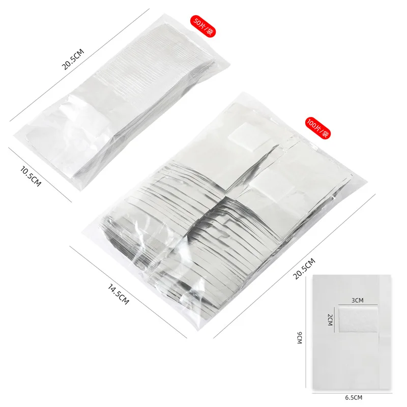 50/100Pcs/Bag Aluminium Foil Nail Art Soak Off Polish Nail Removal Wraps Nail Towel Gel Polish Remover Manicure Tool