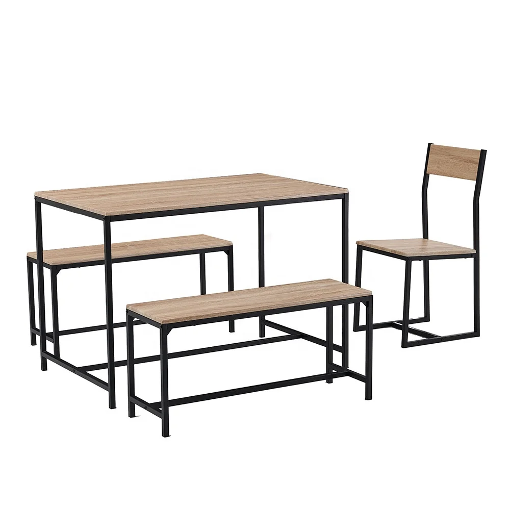 1 + 3 М длинные скамейки набор из стола и стульев МДФ + ПВХ столешница для использования вне помещений используется металлический стол комплект домашней столовой DS-8143E