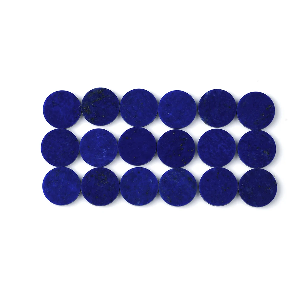 Natural  Lapis Loose stones customized Wholesale Round shape double flat Cut crafts polishing Smooth and flat Lapis Lazuli gems