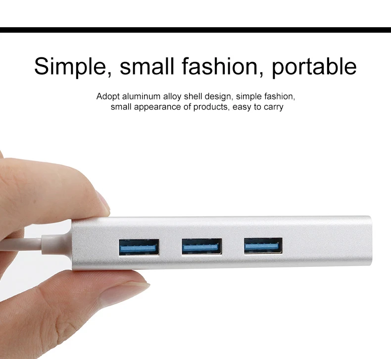 4 in 1 hub laptop 3 USB ports hub type C USB RJ45 hub adapter