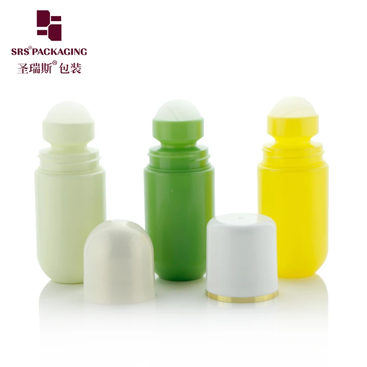 SRS Packaging Round Bottom 50ml  Deodorant Containers Cosmetic Plastic Roll On Bottle