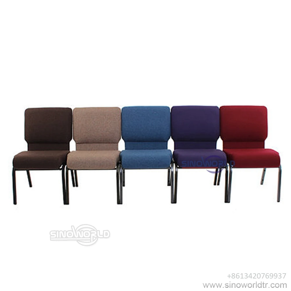 Foshan factory wholesale upholstered stackable steel fabric church chair for auditorium