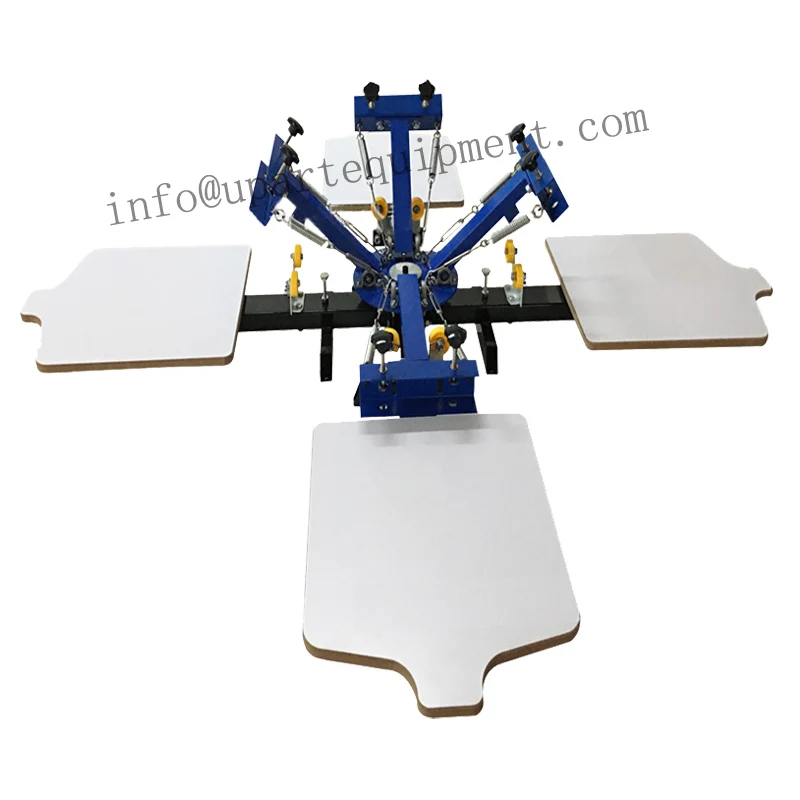 Tabletop Manual 4 Color 4 Station Carousel Stencil Machine For Tshirt Mouse Pad Silkscreen Printing Equipment