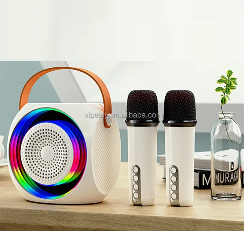 Portable speaker with LED ambient light wireless microphone desktop outdoor speaker home computer speaker