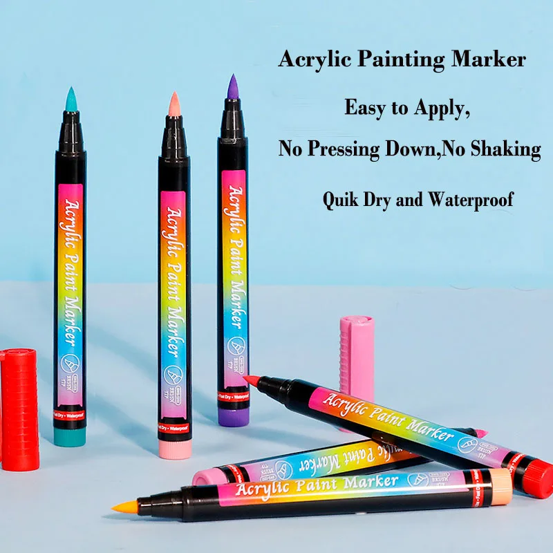 XinyiArt Artists Adults Coloring Drawing Cartoon Anime Comic Acrylic Paint Markers Paint Pens Brush Tip for Rock Painting Wood
