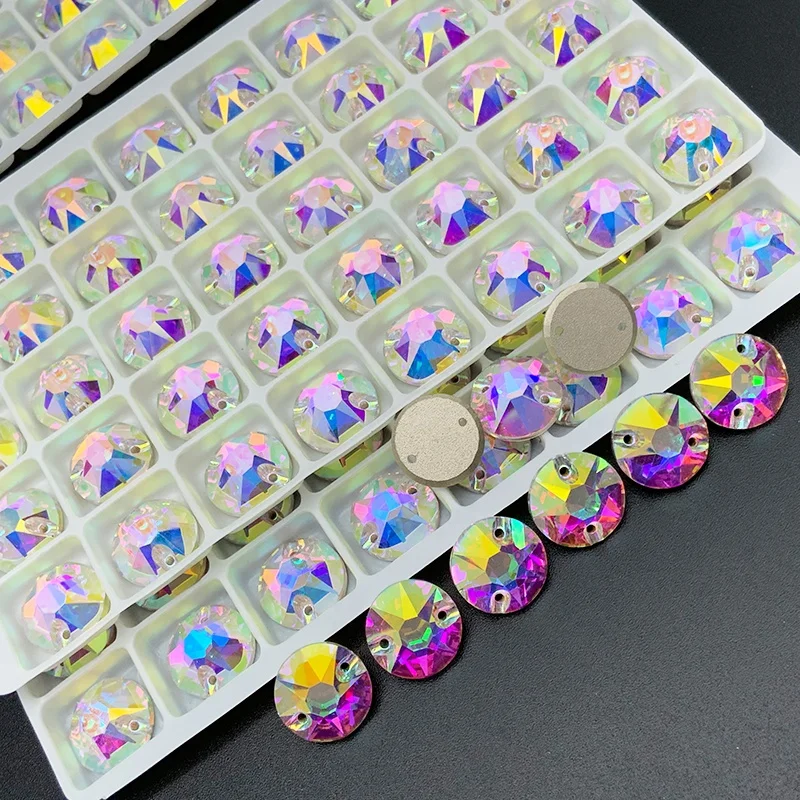 Top Quality Xirius Round Shaped K9 Flatback Stones Sew On Crystal Stone Rhinestones For Latin Dress Jewelry Making