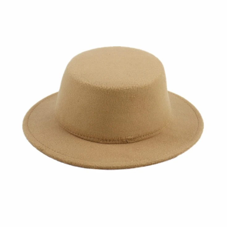  Wholesale Winter And Autumn New Fashion Jazz Cap Panama Vintage Size 54 cm kid Felt Hard Brim Fedora