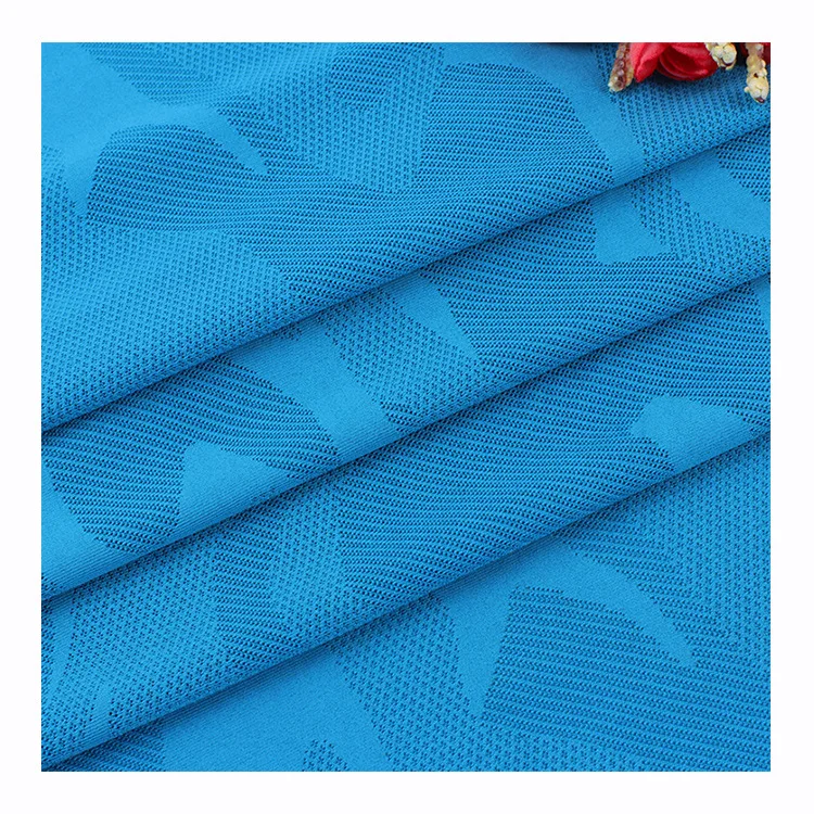 Nagano camouflage jacquard mesh fabric 150g polyfiber ice silk sports short sleeve fabric high elastic cationic fabric