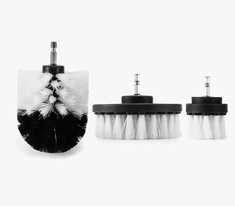 White Soft Drill Cleaning Brush 3Pcs Set Manufacturer For Cleaning Carpet